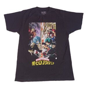 Hot Topic My Hero Academia Men’s T-Shirt Medium | Anime Graphic Tee Black